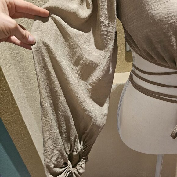 Princess Polly Ayesha Size 6 Brown Boho Peasant Hippie Balloon Sleeve Top NEW - Picture 7 of 9